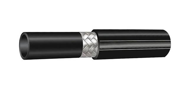 Hydraulic rubber hose with single braid of steel wire