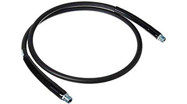 Hydraulic rubber hose coated by plastic tube in case of abrasion