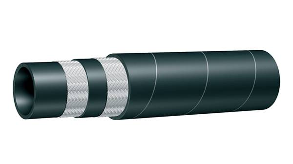 Low pressure hydraulic hose with two braids of textile
